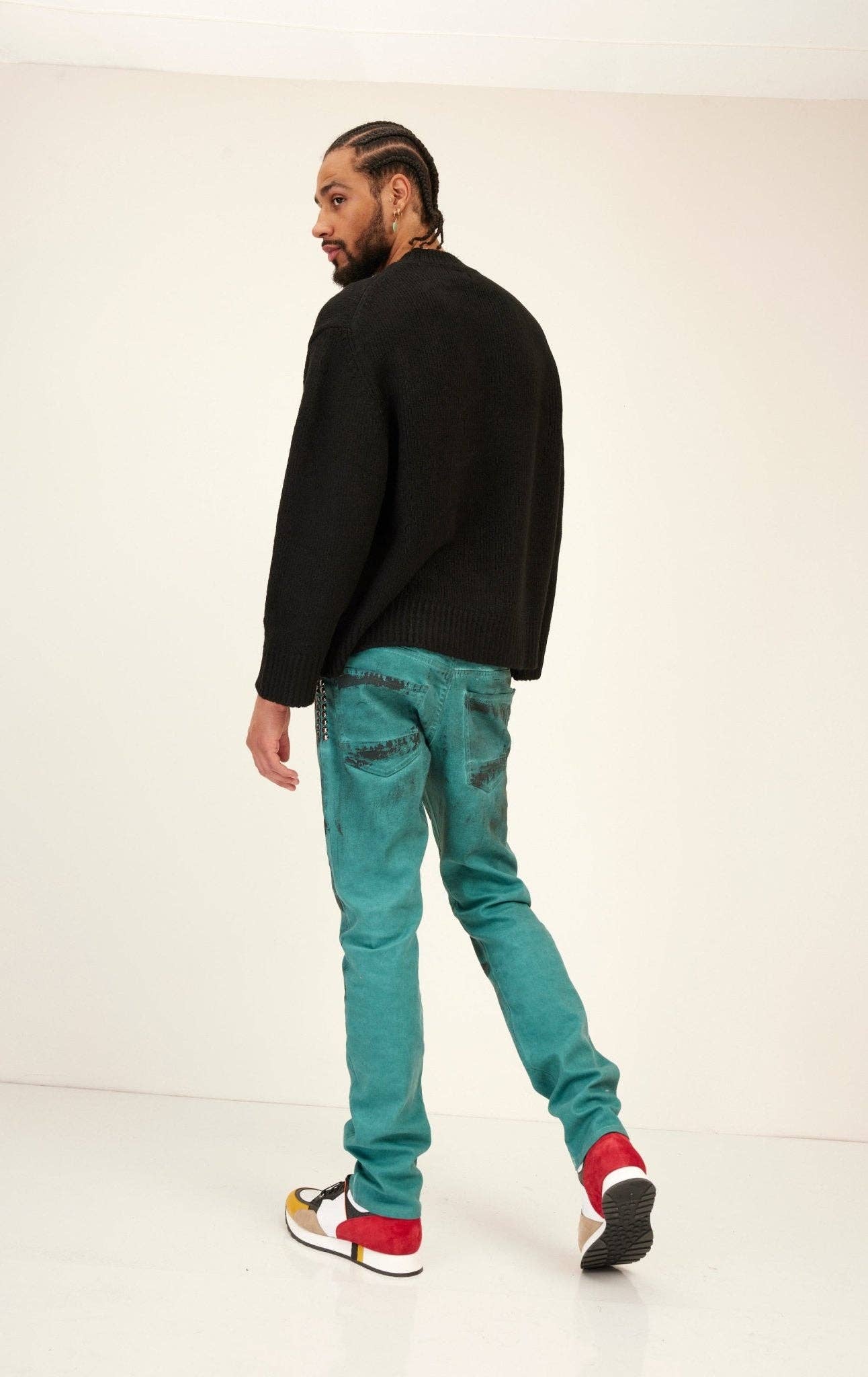 Men's  Wool Blend Fluffy Sweater - Black