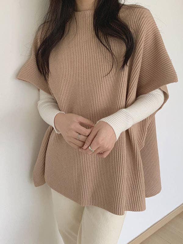 Casual Loose Short Sleeves Solid Color Round-Neck Sweater Tops Vest Top