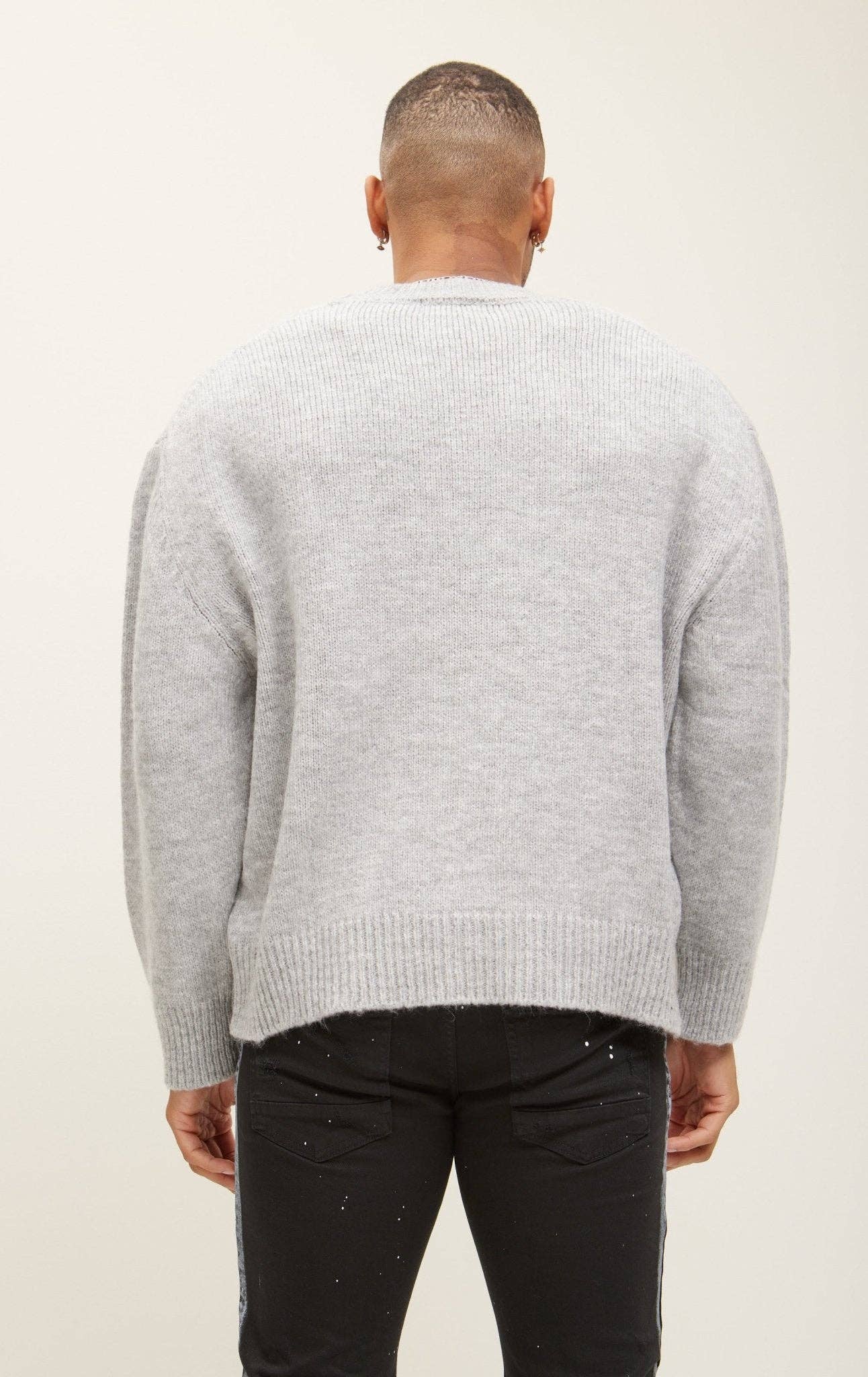 Men's  Wool Blend Fluffy Sweater - Grey