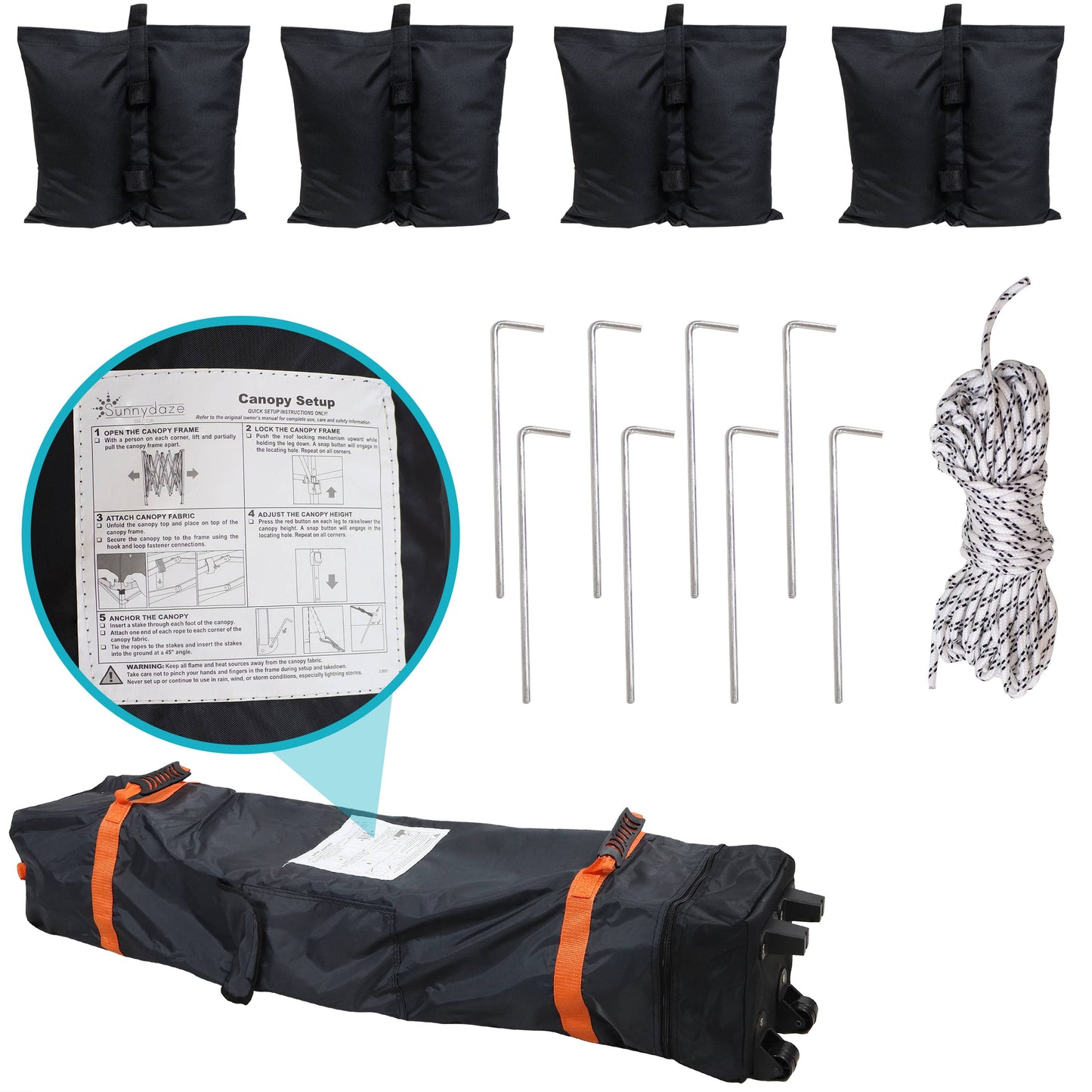 Premium Pop-Up Canopy with Sandbags - 12 ft x 12 ft - Blue