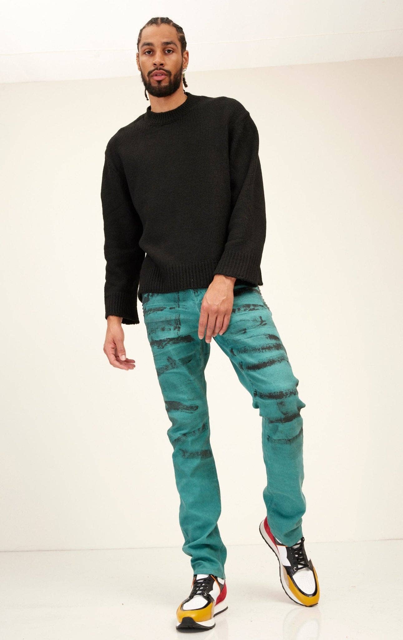Men's  Wool Blend Fluffy Sweater - Black