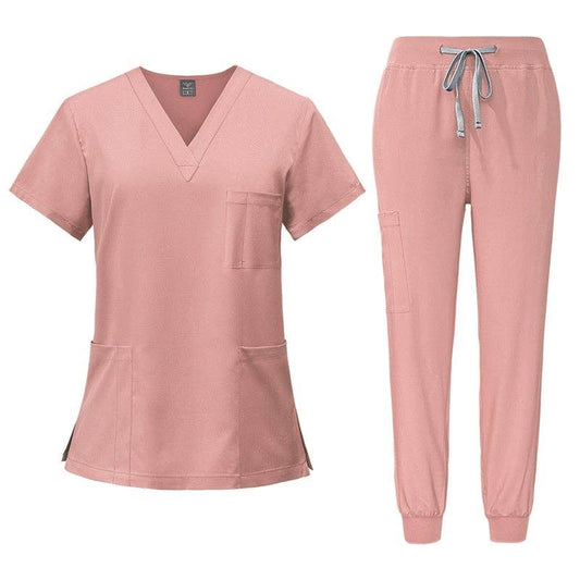 Unisex Quick-Dry Scrub Set - Short Sleeve Tops And Pants