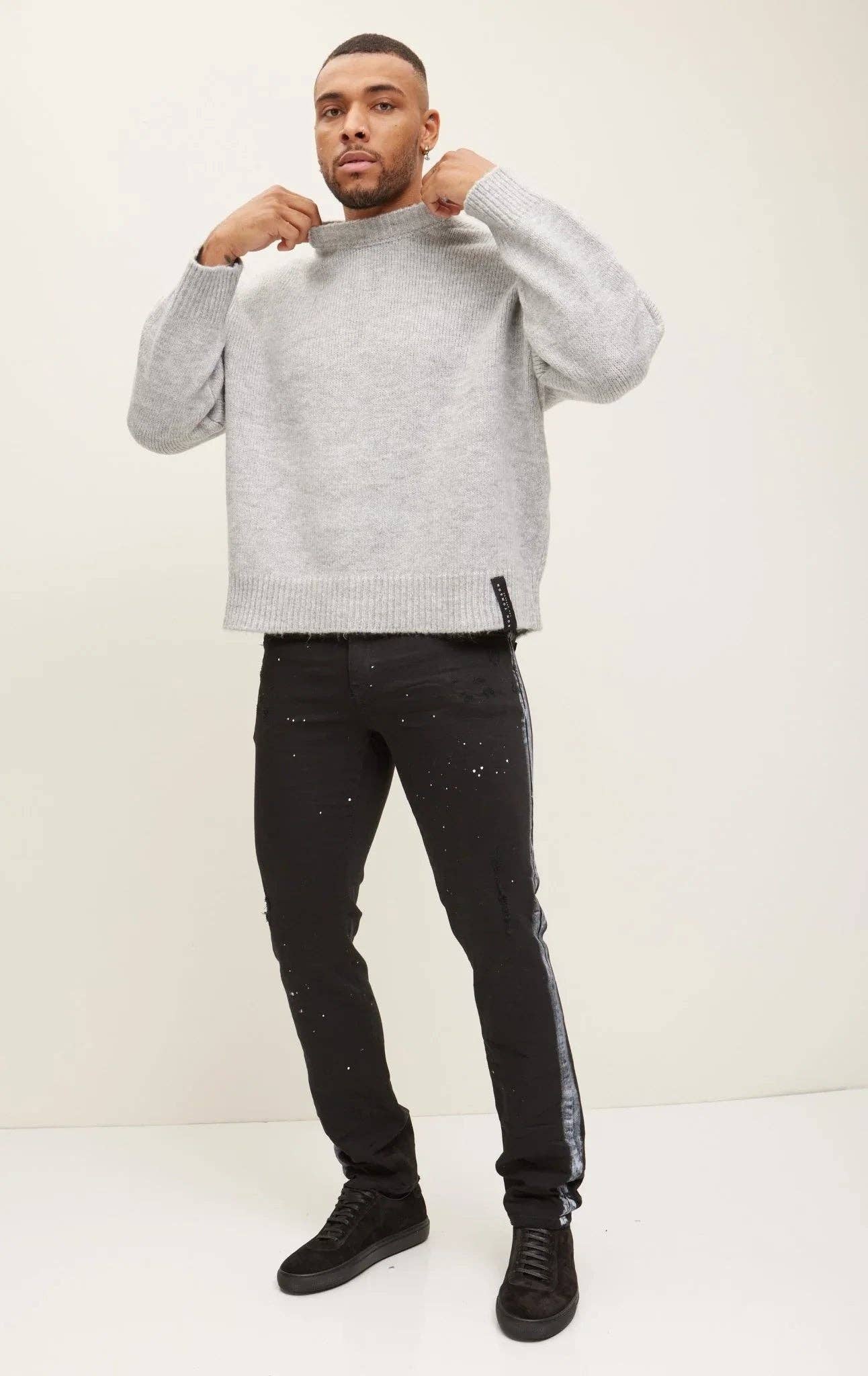 Men's  Wool Blend Fluffy Sweater - Grey