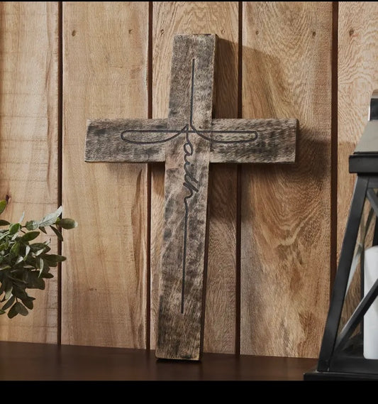 Distressed Grey Wooden Cross