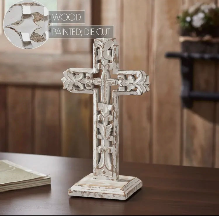 Distressed White Wooden Cross
