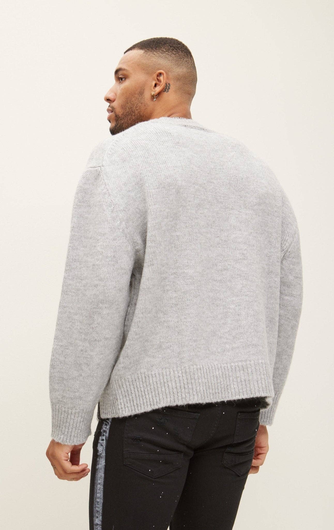 Men's  Wool Blend Fluffy Sweater - Grey
