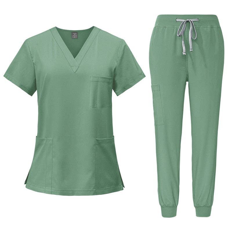 Unisex Quick-Dry Scrub Set - Short Sleeve Tops And Pants