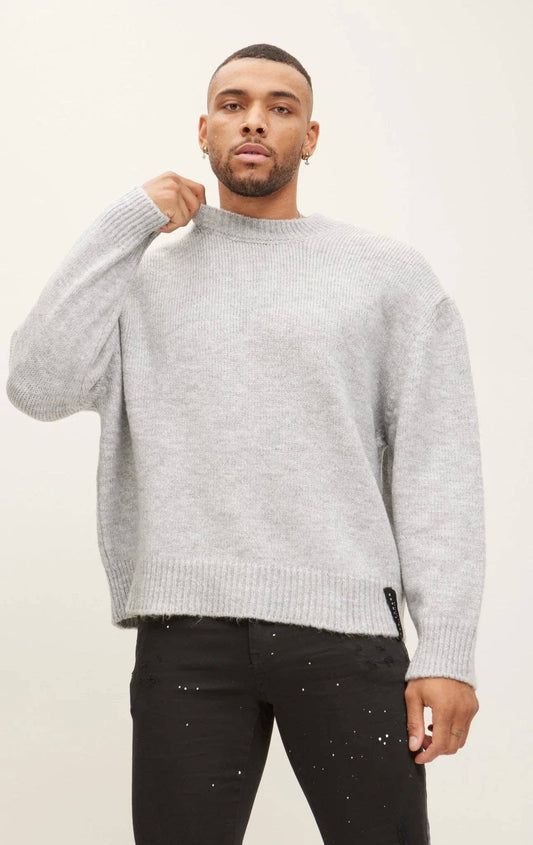 Men's  Wool Blend Fluffy Sweater - Grey
