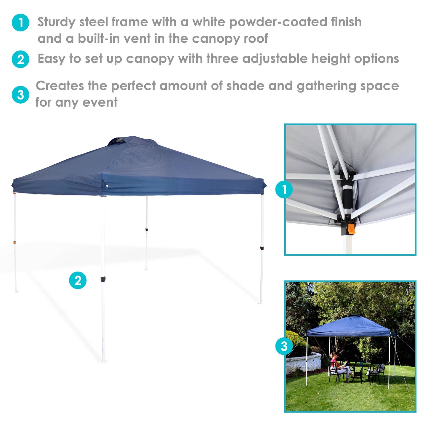 Premium Pop-Up Canopy with Sandbags - 12 ft x 12 ft - Blue