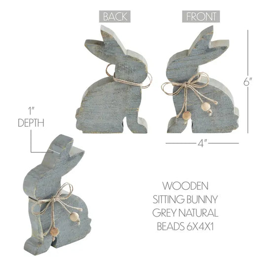 Grey Bunny with Beads Carving