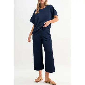 Navy Textured Shirt and Pants